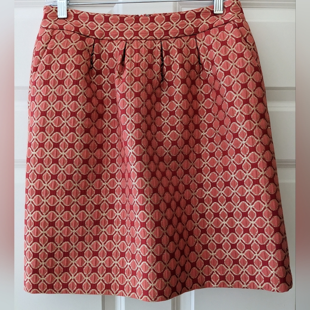 Halogen Mini skirt Pockets pink gold metallic geometric 8 lined